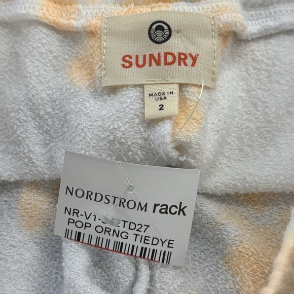 Sundry NWT Pop Orange Tie Dye Pull On Terry Shorts Size Medium - Picture 6 of 9